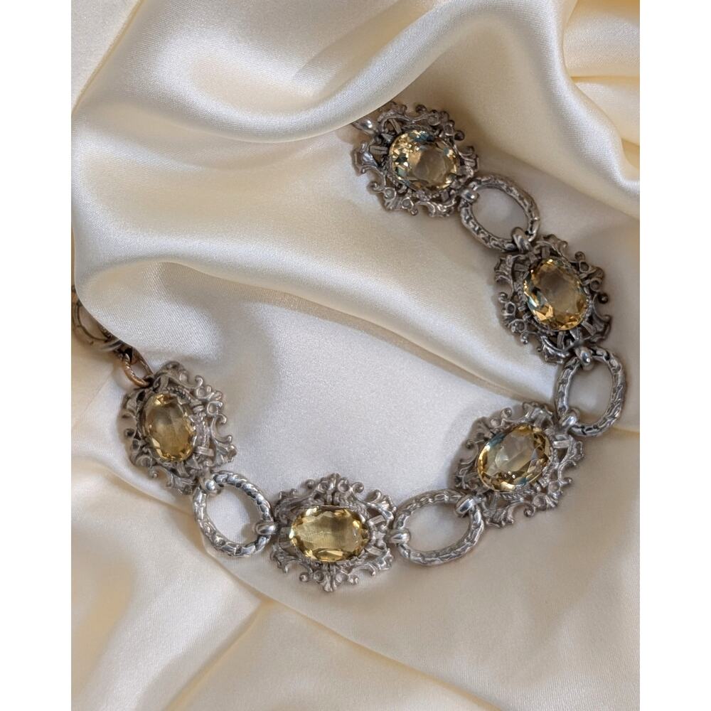 Vintage Natural Citrine Bracelet in 850 Silver